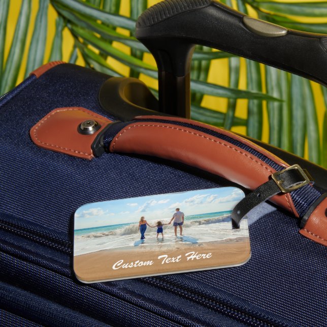 Custom Your Photo Luggage Tag with Text Name (Front Insitu 3)