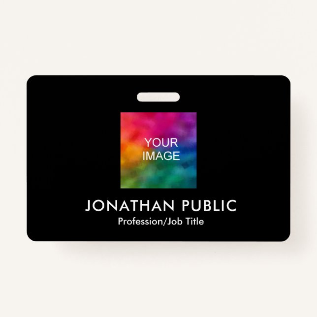 Custom Your Photo or Logo Here Template Business Badge (Front)