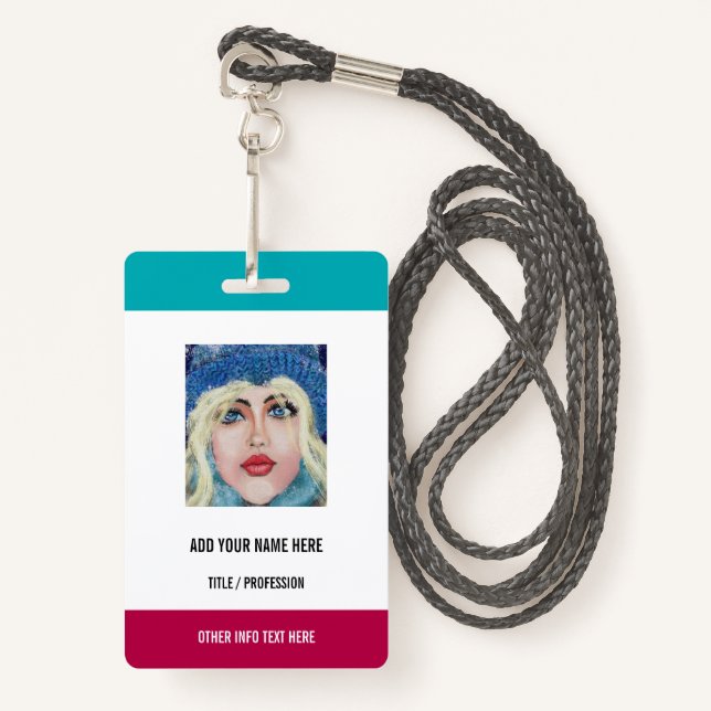 Custom Your Photo or Logo Text Name Business Badge (Front with Lanyard)