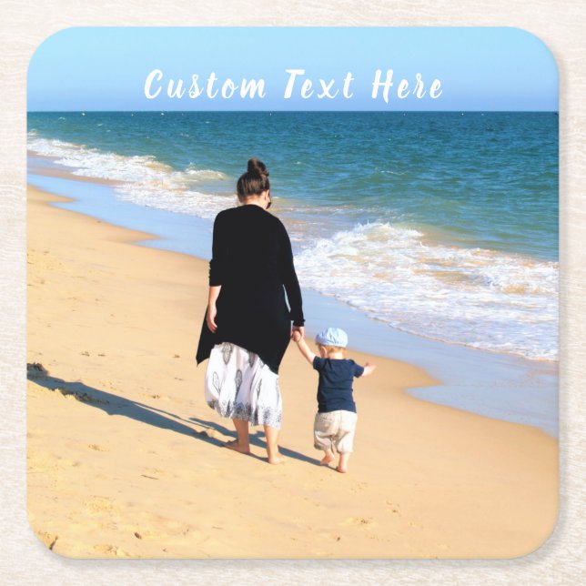 Custom Your Photo Paper Coaster with Text (Front)