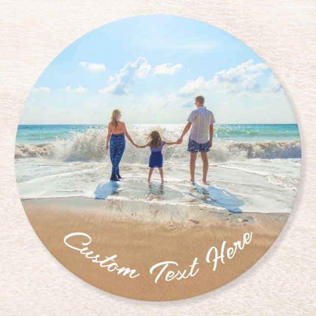 Custom Your Photo Paper Coaster with Text Name (Front)