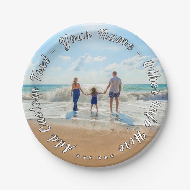 Custom Your Photo Paper Plates Personalized Text (Front)