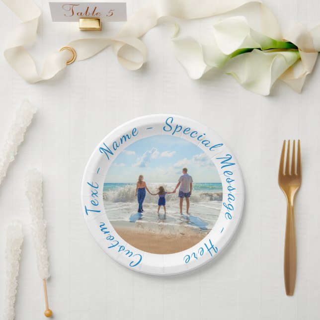 Custom Your Photo Paper Plates Personalized Text (Wedding)