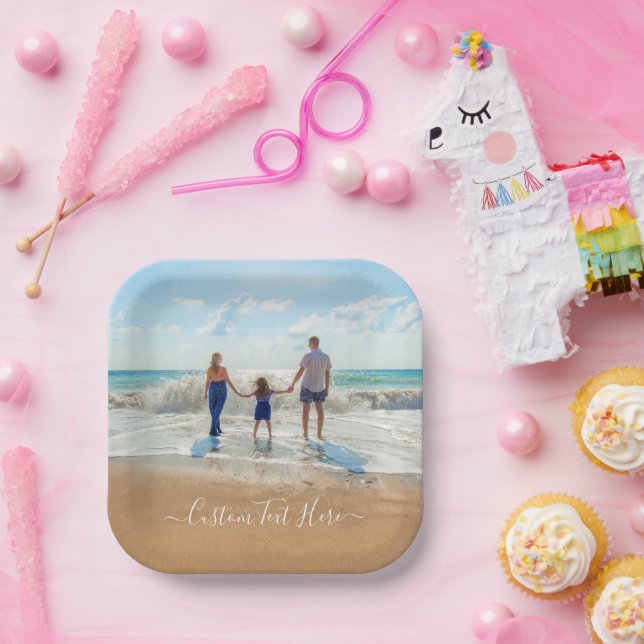 Custom Your Photo Party Paper Plates with Text (Party)