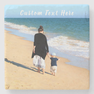 Custom Your Photo Stone Coaster Gift with Text