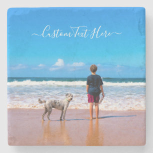 Custom Your Photo Stone Coaster with Text