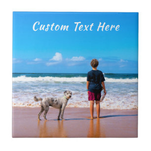 Custom Your Photo Tile Gift with Text Personalized