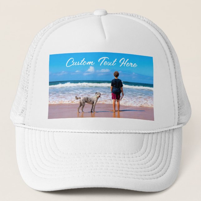 Custom Your Photo Trucker Hat Gift with Text (Front)