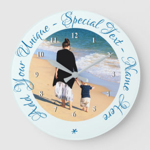Custom Your Photo Wall Clock Personalized Text