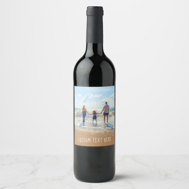 Custom Your Photo Wine Bottle Label with Text (Front)