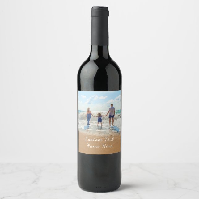 Custom Your Photo Wine Label with Text Name (Front)