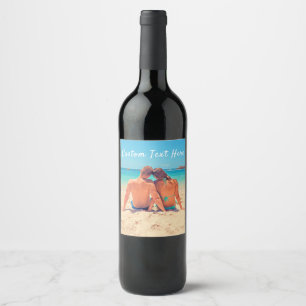 Custom Your Photo Wine Label with Text Name