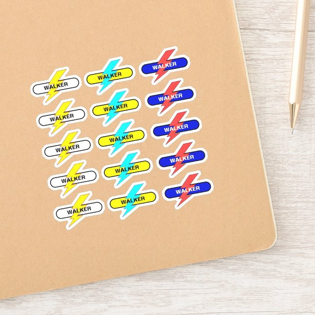 Custom Your Positive Name - 15 School Stickers (custom school name lightning sticker, personalized motivational student laptop decal, trendy light)