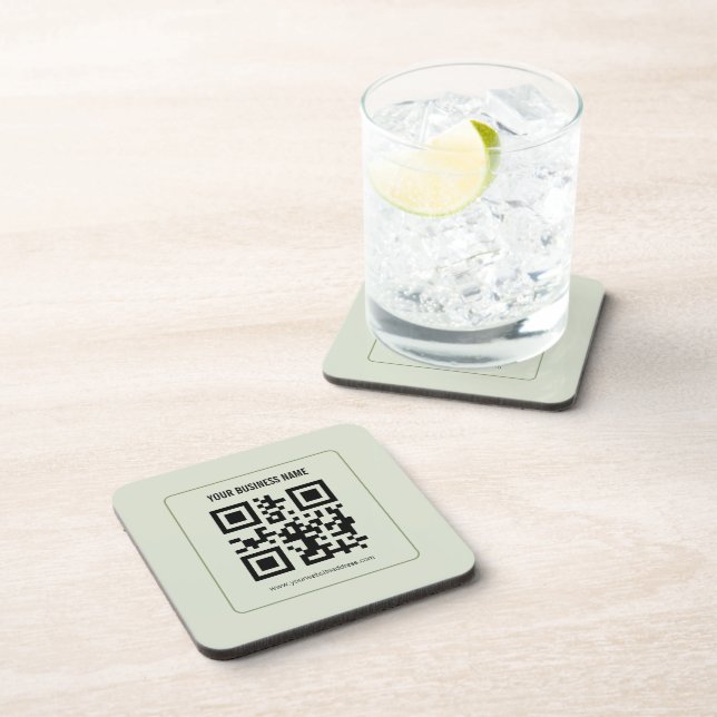 Custom Your QR Code Business Name Template Coaster (Right Side)