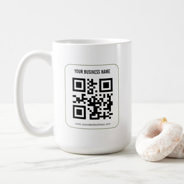 Custom Your QR Code Business Name Template Coffee Mug (With Donut)