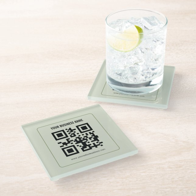 Custom Your QR Code Business Name Template Glass Coaster (Angled)