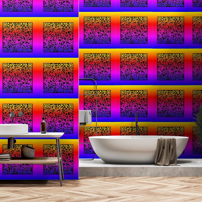 Custom Your QR Code Scan Personalized Modern Colou Wallpaper (Bathroom)