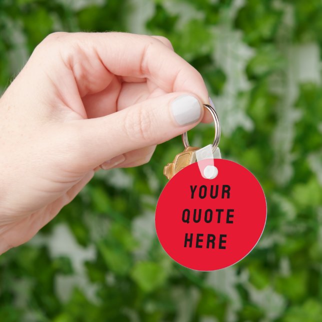 Custom Your Quote Here Gift Red Black Personalized Keychain (Hand)