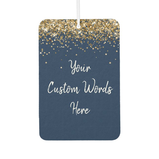 Custom Your Quote Personalized Navy White Gold Car Air Freshener (Front)
