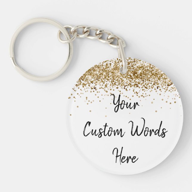 Custom Your Text Here Gold Personalized Your Words Keychain (Front)