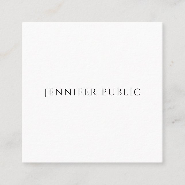 Custom Your Text Here Modern Simple Template Square Business Card (Front)