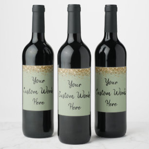 Custom Your Text Here Personalized Sage Green Gift Wine Label
