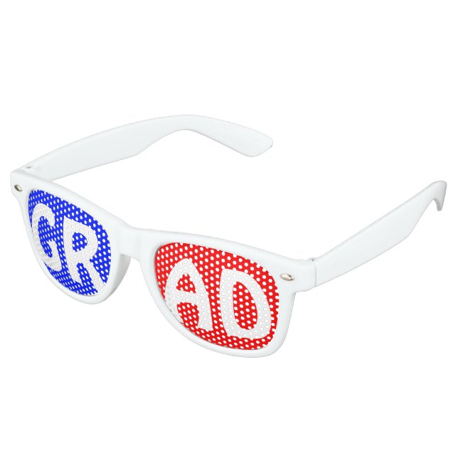 Custom your text, image & background colour retro sunglasses (Angled)