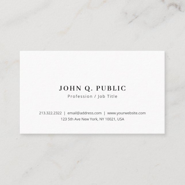 Custom Your Text Modern Elegant Simple Minimalist Business Card (Front)