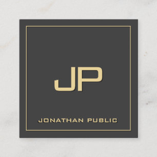 Custom Your Text Monogram Template Elegant Gold Square Business Card