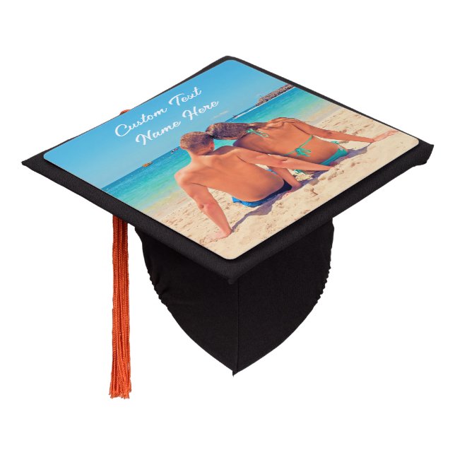 Custom Your Text Name Photo Graduation Cap Topper (Angled)