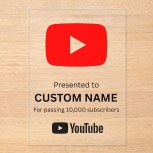Custom youtube play button transparent acrylic invitations