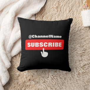 Custom Youtube Subscribe Shirt With Channel Name Throw Pillow