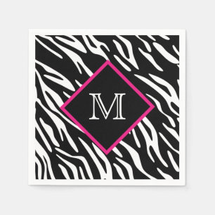 Custom Zebra Print Monogram Napkins