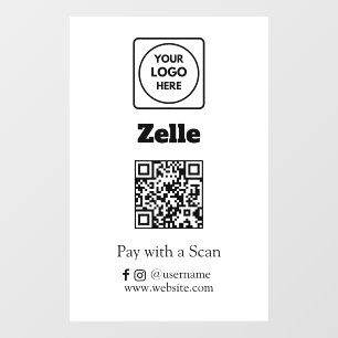 Custom Zelle QR   Scan to Pay Business Display Window Cling