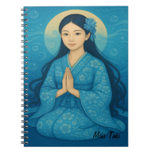 Custom Zen Yoga Meditation Mindfulness Art Blue Notebook
