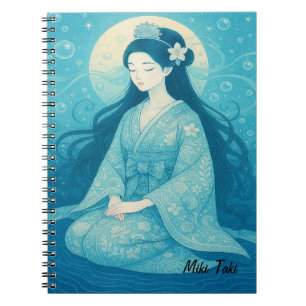 Custom Zen Yoga Meditation Mindfulness Art Blue Notebook