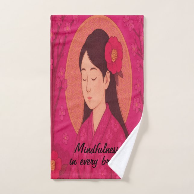 Custom Zen Yoga Meditation Mindfulness Magenta Hand Towel (Hand Towel)