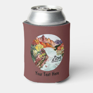 CUSTOM Zion National Park Utah Watercolor Can Cooler
