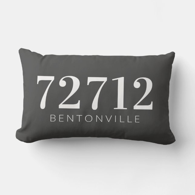 Custom Zip Code Hometown Pillow White Grey (Front)