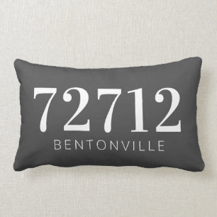 Custom Zip Code Hometown Pillow White Grey