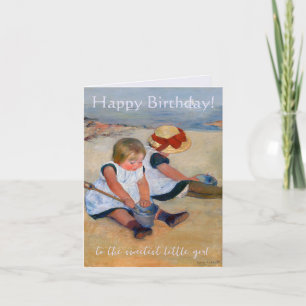 CustomChildren Playing on the Beach Happy birthday Card