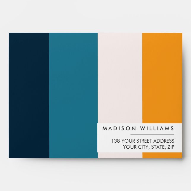 Custome Colorblock Horizontal Stripe Monogram  Env Envelope (Front)
