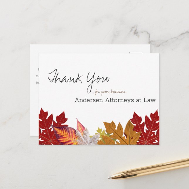 Custome Fall Thank You Cards - Business Clients (Front/Back In Situ)