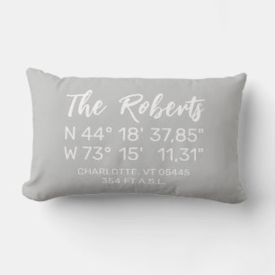 Custome Home GPS Coordinates Longitude Latitude    Lumbar Pillow