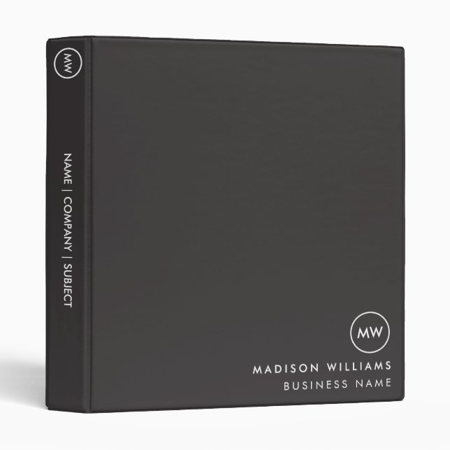 Custome Minimal Monogram 3 Ring Binder (Front/Spine)