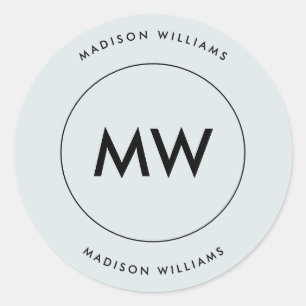 Custome Minimal Monogram Classic Round Sticker