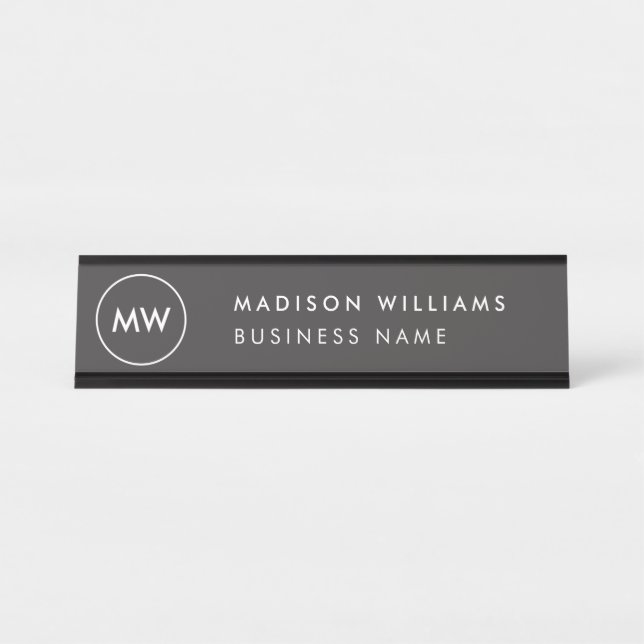 Custome Minimal Monogram Desk Name Plate (Front)