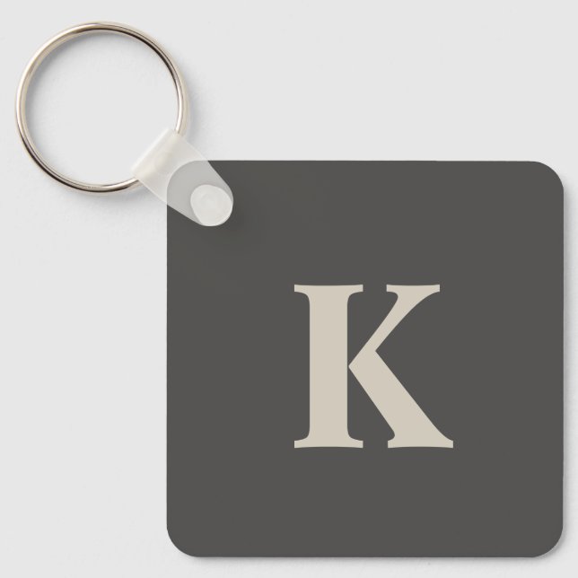 Custome Monogrammed Grey  Keychain (Front)