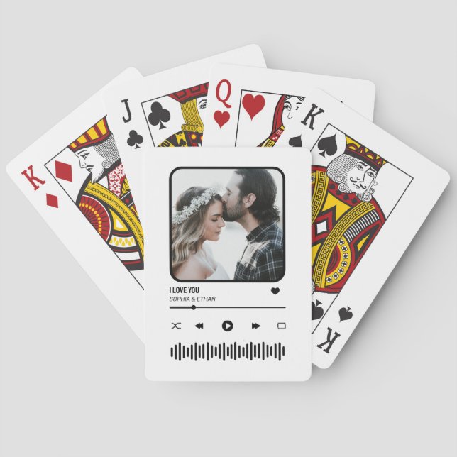 Custome Photo Song Playlist Couple Valentine's Day Playing Cards (Back)