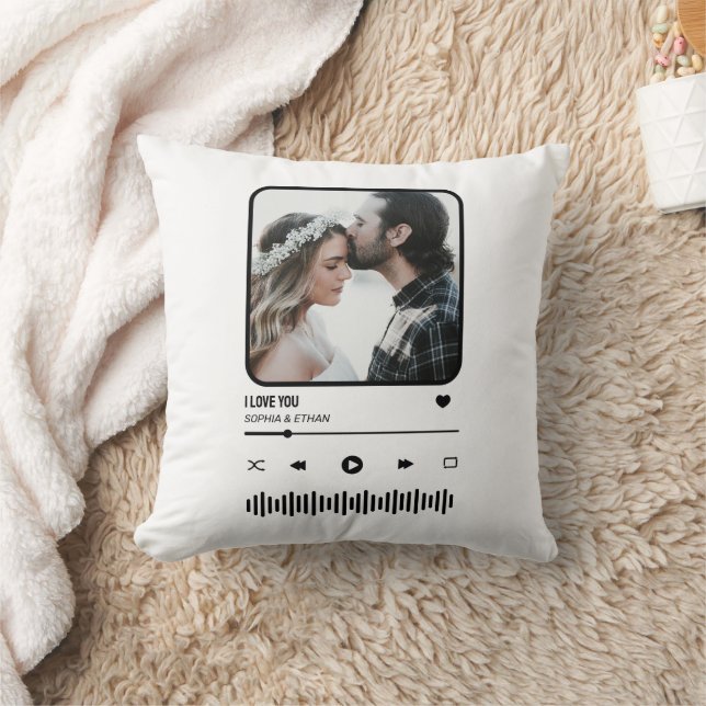 Custome Photo Song Playlist Couple Valentine's Day Throw Pillow (Blanket)